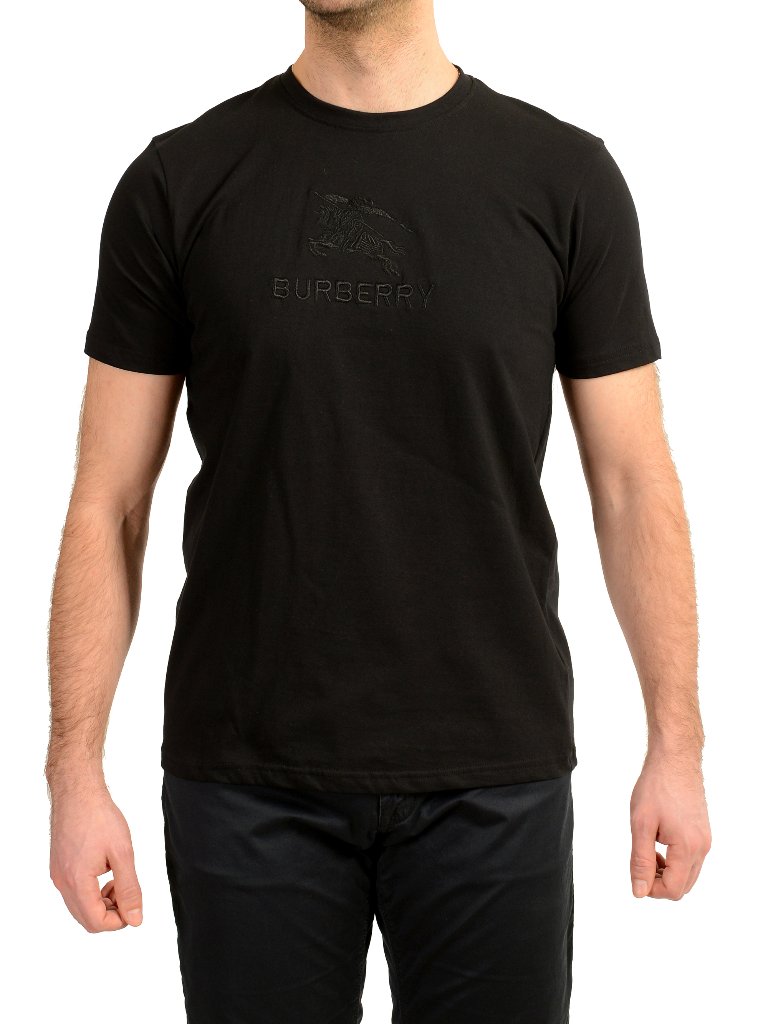 Burberry Men's Black Logo Embroidery Crewneck T-Shirt Us M It 50
